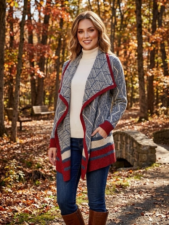 St. John's Bay Sweaters - Stunning St John’s Bay Women’s Cozy Print Cardigan Size Medium